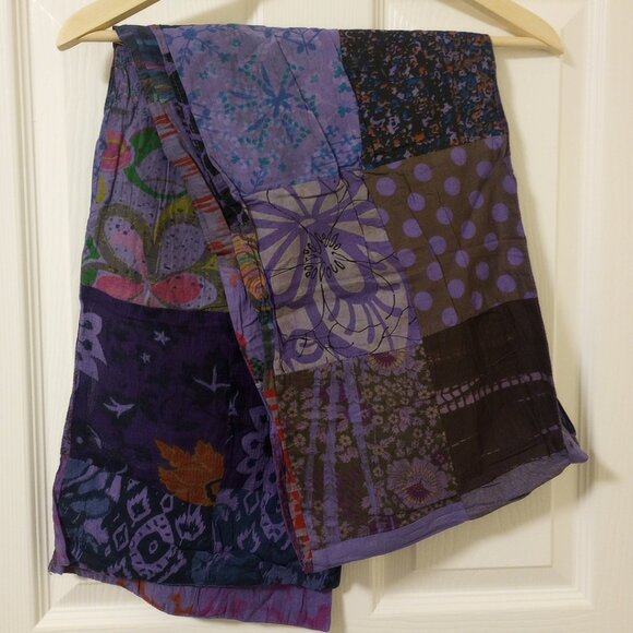 Purple Patchwork Reversible Scarf Stole - Picture 7 of 11